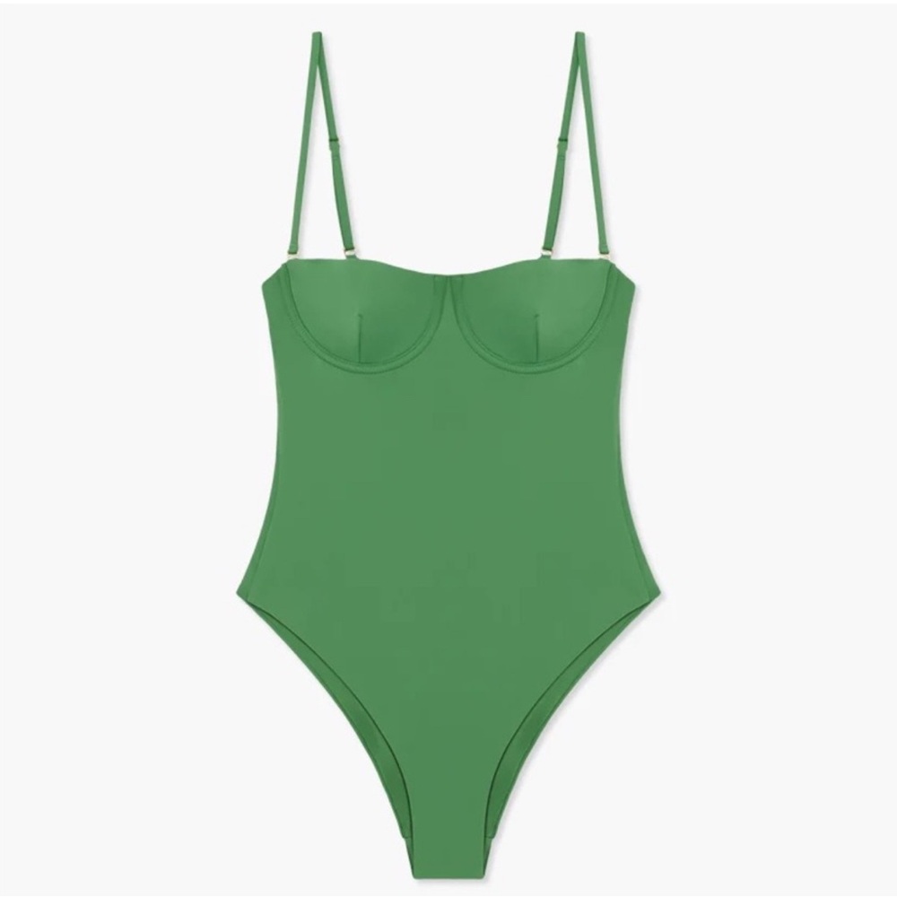 WeWoreWhat Balconette One Piece, Palm Green LARGE NWT